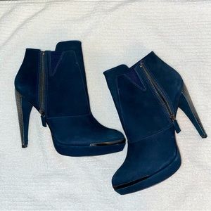 LIKE NEW - Herve Leger Mercer Suede Ankle Boots - Navy